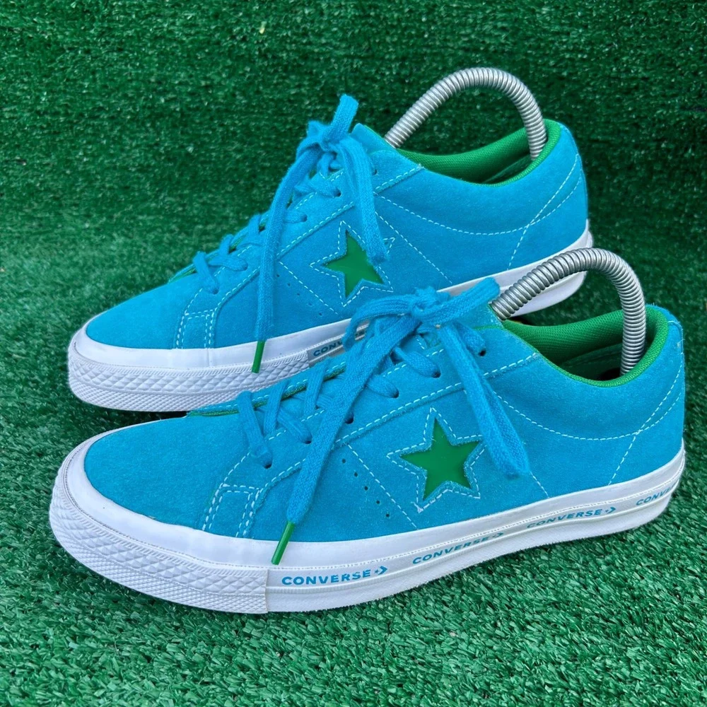 Converse One Star Ox‎ Blue Suede Green Star Low Top Sneakers 259813C Kids 6